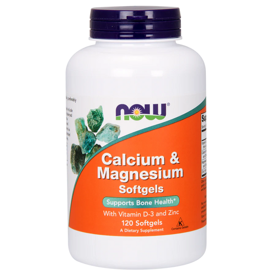 Calcio y Magnesio con Vitamina D-3 y Zinc de NOW Foods | Soporte para la Salud Ósea y Mejor Absorción | 120 Cápsulas Blandas