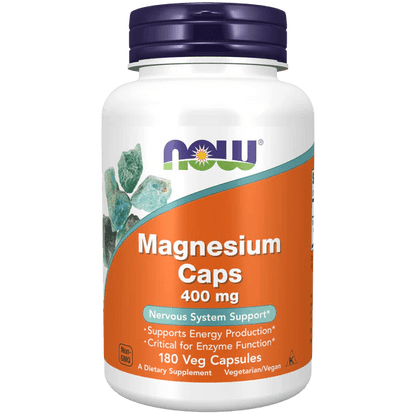 Magnesio 400 mg de NOW Flow | Apoya la salud del sistema nervioso | 180 cápsulas