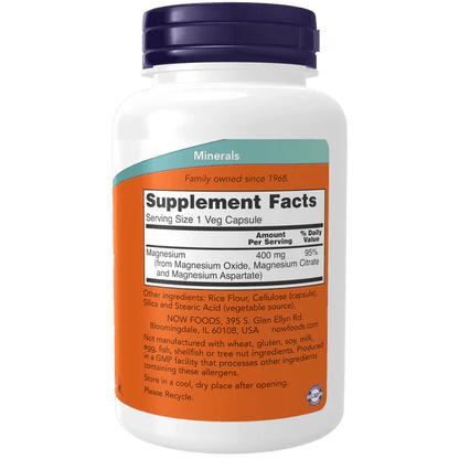 Magnesio 400 mg de NOW Flow | Apoya la salud del sistema nervioso | 180 cápsulas