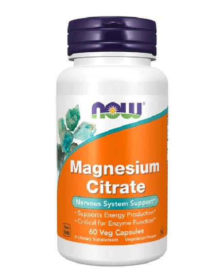 Magnesio Citrato NOW |Ayuda a mantener huesos fuertes| 60 y 100 Tabletas