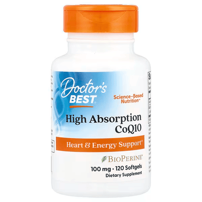 Coenzima Q10 High Absorption Doctor's Best 100 mg | Bienestar cardiovascular, energía celular | 120 Cápsulas Blandas