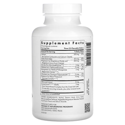 Calcio 300 mg, Magnesio 300 mg, Alfalfa de Michael's Health | Diseñadas para fortalecer los huesos, apoyar el sistema muscular y contribuir al equilibrio mineral del cuerpo | 90 Masticables Veganas Sabor Frutas Tropicales