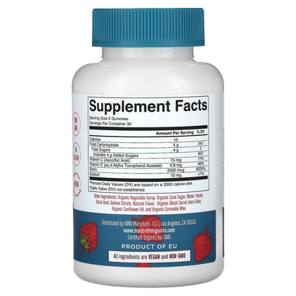 Vitamina C, E, Biotina - Cabello, Piel y Uñas Gomitas de Mary Ruth's | Fortalece Piel, Uñas y Cabello | 60 gomitas Sabor Fresa - 30 Servicios