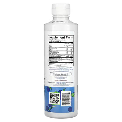 Zinc Liposomal Mora Azul 18mg + Vitamina E de Mary Ruth's | Fortalece el Sistema Inmune | Líquido de 450ml - Sabor Arándano, 30 servicios