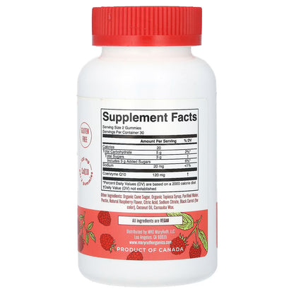 Coenzima Q10 120mg de Mary Ruth's |  Apoyo para la función Cardiovascular | 60 gomitas Sabor Frambuesa - 30 servicios