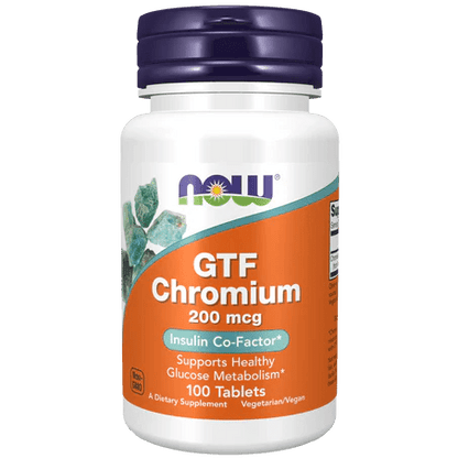 Cromo GTF 200 mcg NOW | Ayuda a mantener niveles normales de azúcar | 100 tabletas