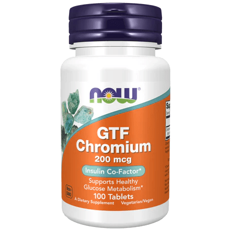 Cromo GTF 200 mcg NOW | Ayuda a mantener niveles normales de azúcar | 100 tabletas