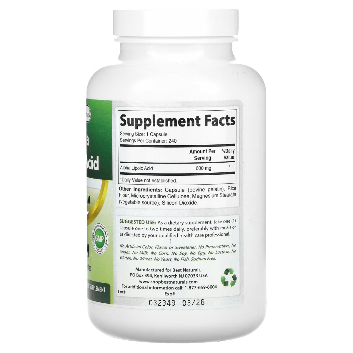 cido Alfa Lipoico 600 mg Best Naturals | 60 cpsulas cido Alfa Lipoico 600 mg Best Naturals | 60 cpsulas