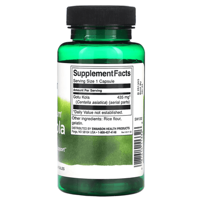 Centella Asiática de Espectro Completo 435 mg de Swanson | Favorece la circulación saguínea, aumentando la energía y vitalidad | 60 cápsulas vegetales