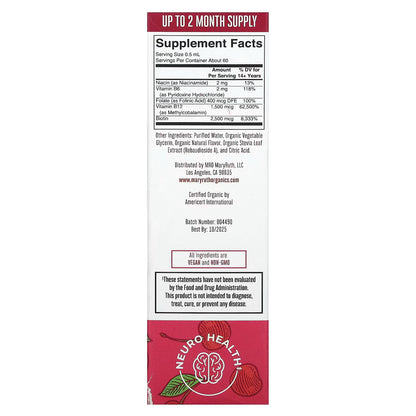 Complejo Vitamina B de Mary Ruth's 0.5ml por porción | Apoyo de la función Metabólica Integral | Gotero de 30ml Sabor Cereza - 30 servicios