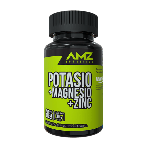 Potasio + Magnesio + Zinc de AMZ Nutrition | Apoya el metabolismo muscular y la función neuromuscular | 60 cápsulas