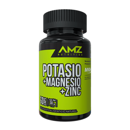 Potasio + Magnesio + Zinc de AMZ Nutrition | Apoya el metabolismo muscular y la función neuromuscular | 60 cápsulas
