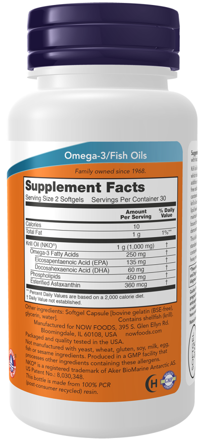 Now | Aceite de Krill Omega 3 | Apoyo Cardiovascular y Cerebral | 60 cápsulas