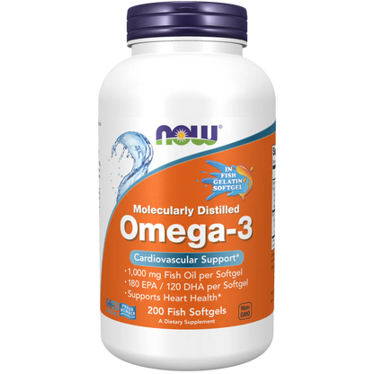 Now | Omega-3 1000mg | Apoyo Cardiovascular | 100 y 200 cápsulas | 200 gomitas