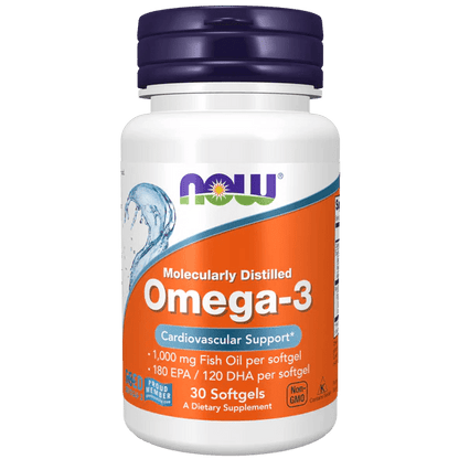 Omega-3 Molecularmente Destilado 1000 mg de Now Foods | Apoya la función cardiovascular |  Diferentes presentaciones en Cápsulas Blandas y Gomitas