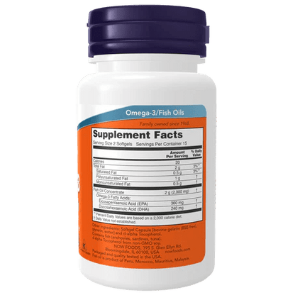 Omega 3 1000 mg de Now | Apoyo para el corazón y cerebro|  30 Cápsulas