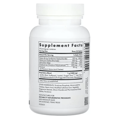 Colina, B6, Inositol, Lecitina y otros compuestos de Michael's Health |  Apoyo en el metabolismo de las grasas y optimización de la energía corporal, promoviendo el descenso de peso | 90 tabletas vegetarianas
