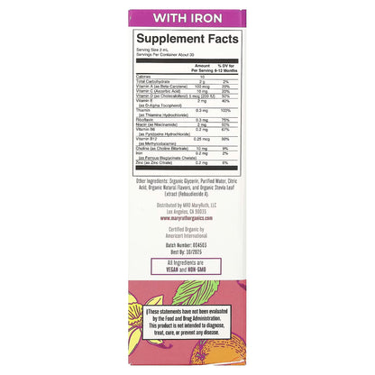 Multivitamínico Infantil + Hierro + Zinc de Mary Ruth's | Fortalece el Sistema Inmunológico | Gotero de 60ml Sabor Naranja - Vainilla