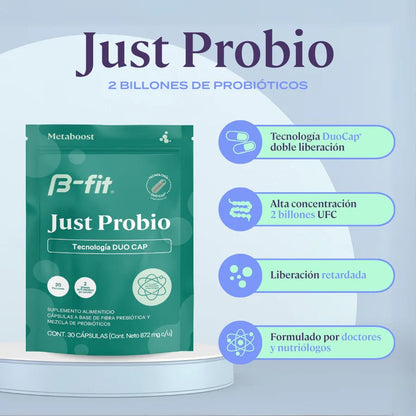 Probióticos Just Probio B-fit 2 billones UFC | Apoyo a la Microbiota|  30 y 60 Cápsulas