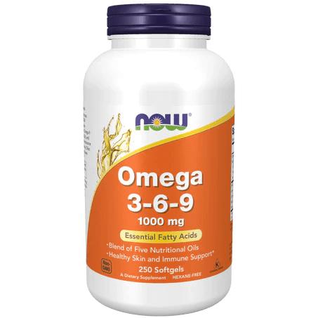 Omega 3-6-9 1000 mg de Now | Contribuye a la elasticidad y firmeza de la piel | 100 y 250 Cápsulas