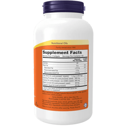 Omega 3-6-9 1000 mg de Now | Contribuye a la elasticidad y firmeza de la piel | 100 y 250 Cápsulas