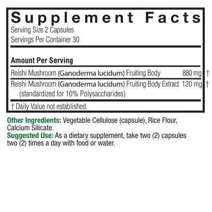 Hongo Reishi 1000mg por porción de Nature's Answer | Fortalece el Sistema Inmunológico - Antioxidante Natural | 60 cápsulas veganas