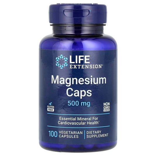 Magnesio 500mg de Life Extension | Fortalecimiento Muscular y Apoyo Cardiovascular | 100 cápsulas vegetales