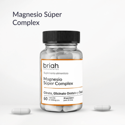 Magnesio Súper Complex | 4 tipos de Magnesio + Vitamina b6 | 60 Cápsulas