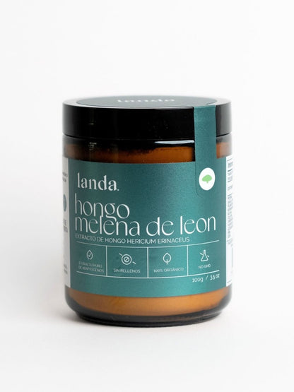 Hongo Melena de León, extracto orgánico de Hericium erinaceus de Landa | Apoya la memoria y el enfoque cognitivo | Polvo 100 g
