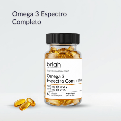 Omega 3 Espectro Completo de Briah | Función Cardiovascular y Cognitiva |  60 Cápsulas