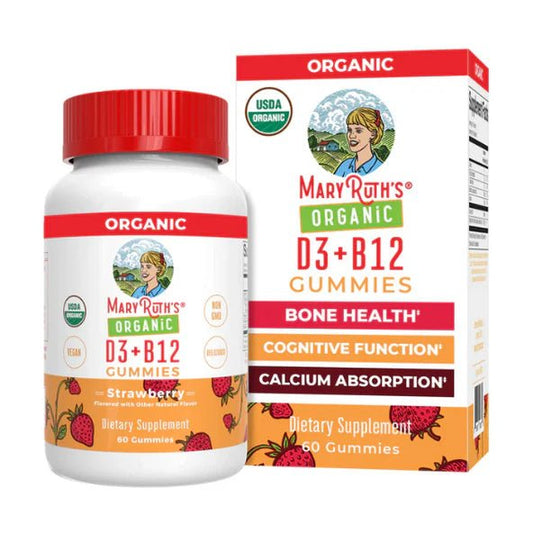 D3+B12 Organico de Mary Ruth´s | Estado de ánimo y Soporte celular | 60 Gomitas