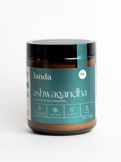 Extracto de Ashwagandha orgánica de Landa Adaptogenos | Relajación y Manejo del Estres | Polvo 100 g