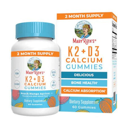 Calcio K2 + D3, MaryRuth’s | Apoya la función celular y metabólica | 60 gomitas
