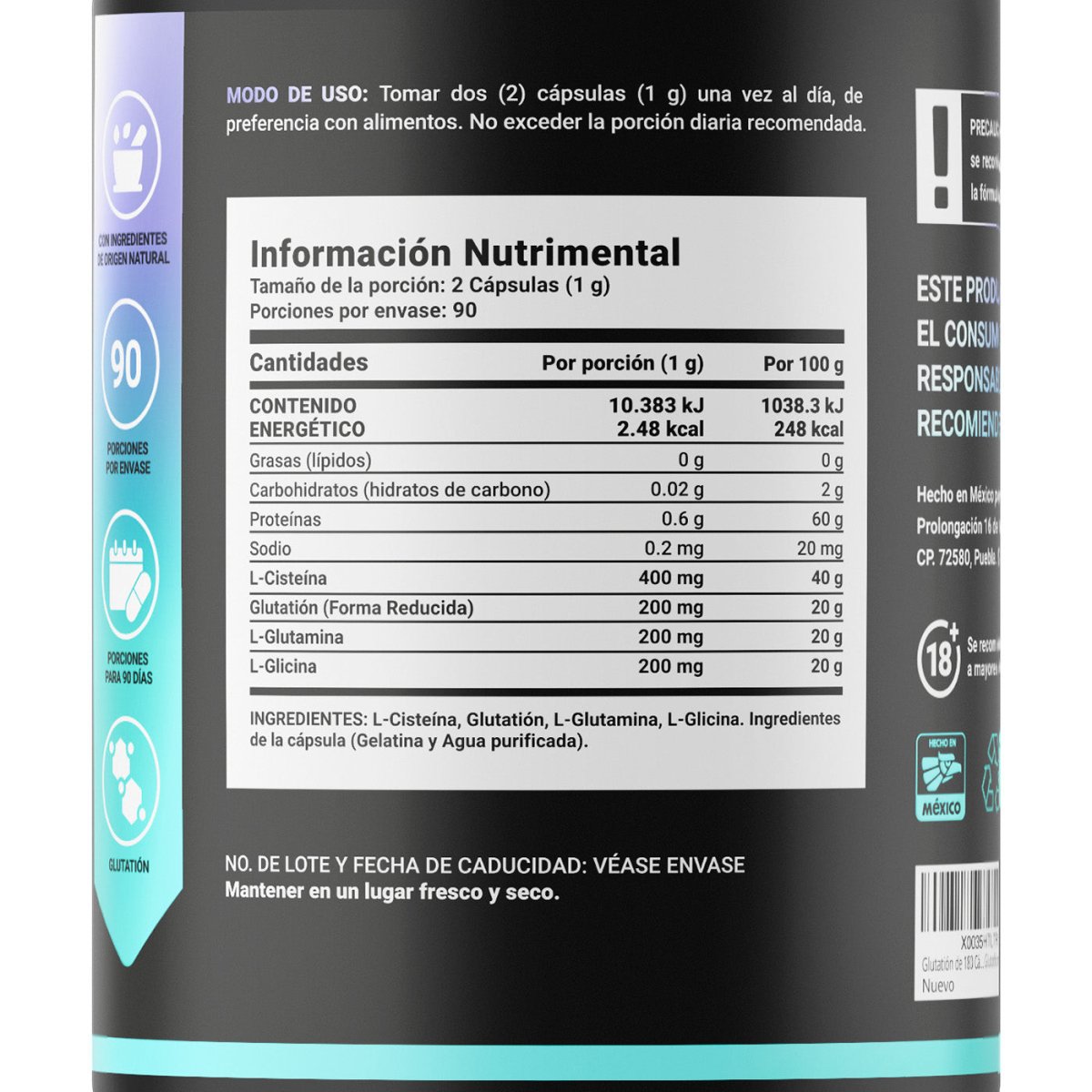 Glutatin, L-Cistena, L-Glutamina y L-Glicina - Glutathione Blend de Glutatin, L-Cistena, L-Glutamina y L-Glicina - Glutathione Blend de