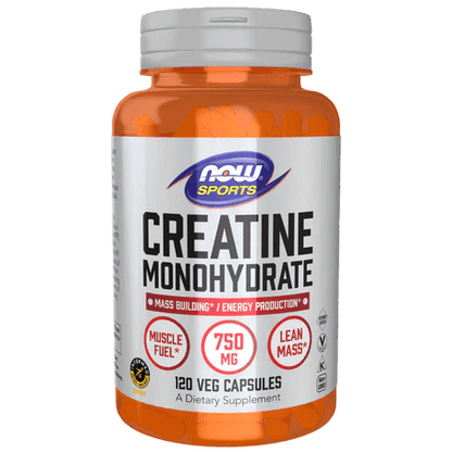 Creatina Monohidratada NOW Sports 750 mg  |  Mejora la fuerza y potencia muscular  | 120 cápsulas