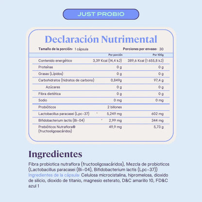 Probióticos Just Probio B-fit 2 billones UFC | Apoyo a la Microbiota|  30 y 60 Cápsulas