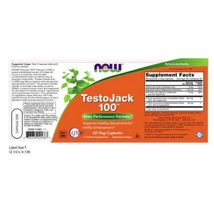 TestoJack 100 NOW Foods | Energía y vitalidad masculina |60 cápsulas