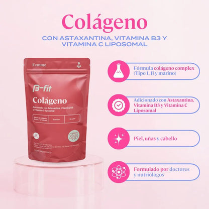 Colágeno B-fit | Apoya elasticidad de la piel, cabello y uñas | Polvo 360g