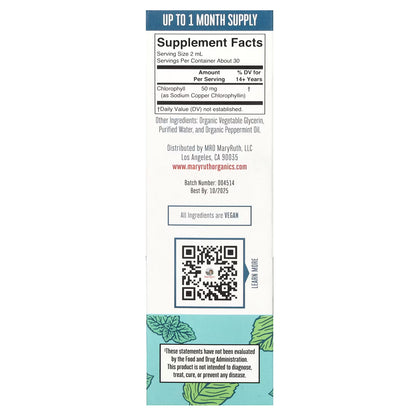 Clorofila 50mg por Servicio de Mary Ruth's | Apoyo para la Piel | Gotero de 60ml Sabor Menta