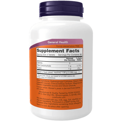 Levadura de Cerveza NOW Foods 650 mg | Apoyo Metabólico | 200 Tabletas