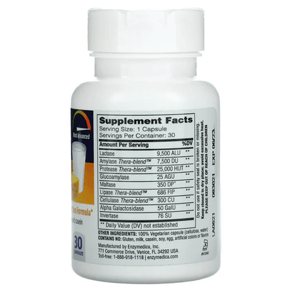 Enzimas Digestivas Avanzadas Lacto™ de Enzymedica para Intolerancia a la Lactosa y Caseína | Soporte Completo para la Digestión de Lácteos | 30 Cápsulas Veganas y Kosher
