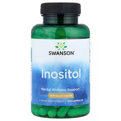Inositol 650mg de Swanson | Promueve la función Cerebral y Cognitiva, apoyando al equilibrio emocional | 100 cápsulas vegetales
