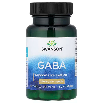 GABA 250 mg de Swanson | Soporte para la relajación, sueño y descanso | 60 cápsulas vegetales