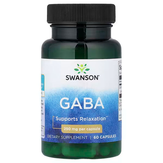 GABA 250 mg de Swanson | Soporte para la relajación, sueño y descanso | 60 cápsulas vegetales