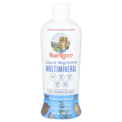 Multimineral Nocturno para Niños de Mary Ruth´s | Bienestar Integral del Niño - Apoya la función ósea, muscular y el bienestar general durante el descanso | Líquidos de 946ml Sabor Piña y Coco