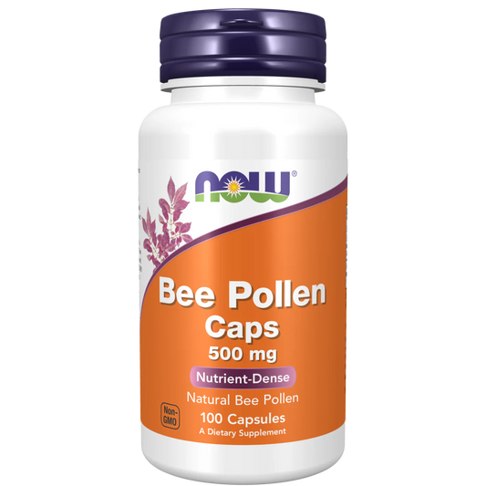 Polen de Abeja 500 mg de NOW Foods | Suplemento Nutricional Natural, Fuente Rica en Nutrientes y Antioxidantes | Apoya la producción de energía y el bienestar general | 100 Cápsulas Vegetales