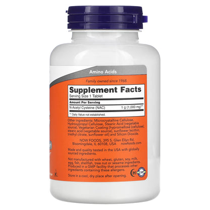 NAC N-Acetil Cisteína 1000 mg de NOW Foods - Protección Celular y Sistema Inmunológico | 120 tabletas veganas