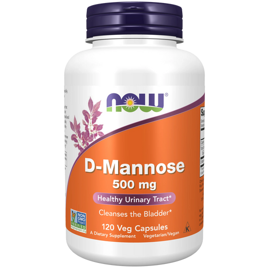 D-Mannosa 500 mg de NOW Foods | Apoya el Tracto Urinario Saludable | 120 Cápsulas Vegetales