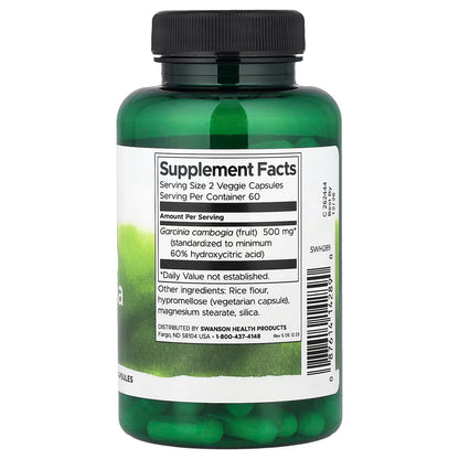Garcinia Cambogia 250 mg de Swanson |  Contribuye a mejorar el metabolismo | 120 cápsulas vegetales