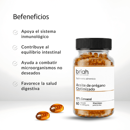 Aceite de Orégano 200 mg 97% Corvacol | Soporte del Sistema Inmunológico | 60 Cápsulas